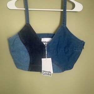 Ganni Blue Denim Top
